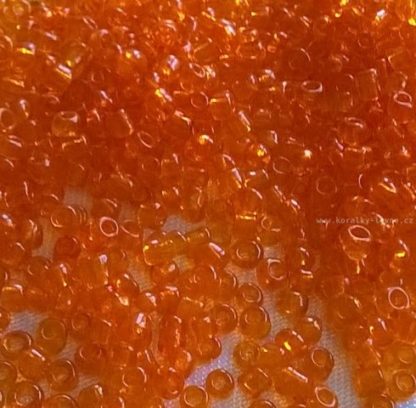 Korálky Rokajl 3 mm průhledný oranžový