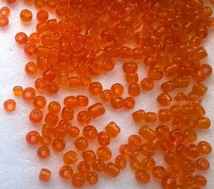 Korálky Rokajl 4 mm průhledný oranžový