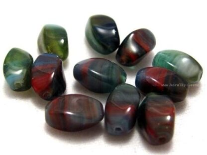 Korálky skleněné mačkané 9 x 6 mm 10 ks - A50184