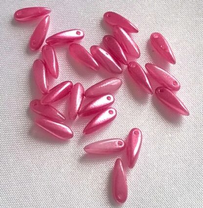 Korálky plast Jazýčky 11 x 3 mm růžové 20 ks - A70083r
