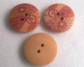 Dřevěné knoflíky s dekorem květin