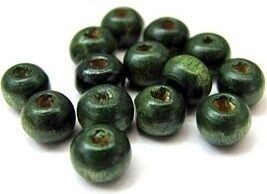 Dřevěné korálky 6 mm tmavě zelené 100 ks - A30120