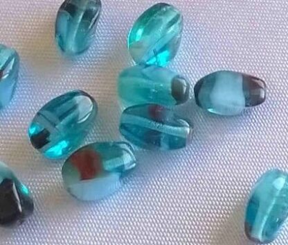 Korálky skleněné mačkané 9 x 6 mm 10 ks - A50198
