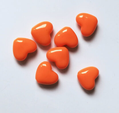 Korálky akryl Srdíčko 14 x 12 mm oranžové